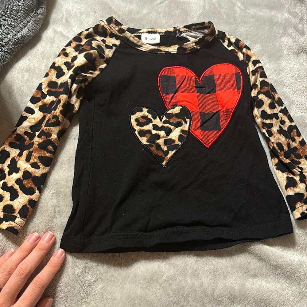 9-12 month heart shirt cheetah print